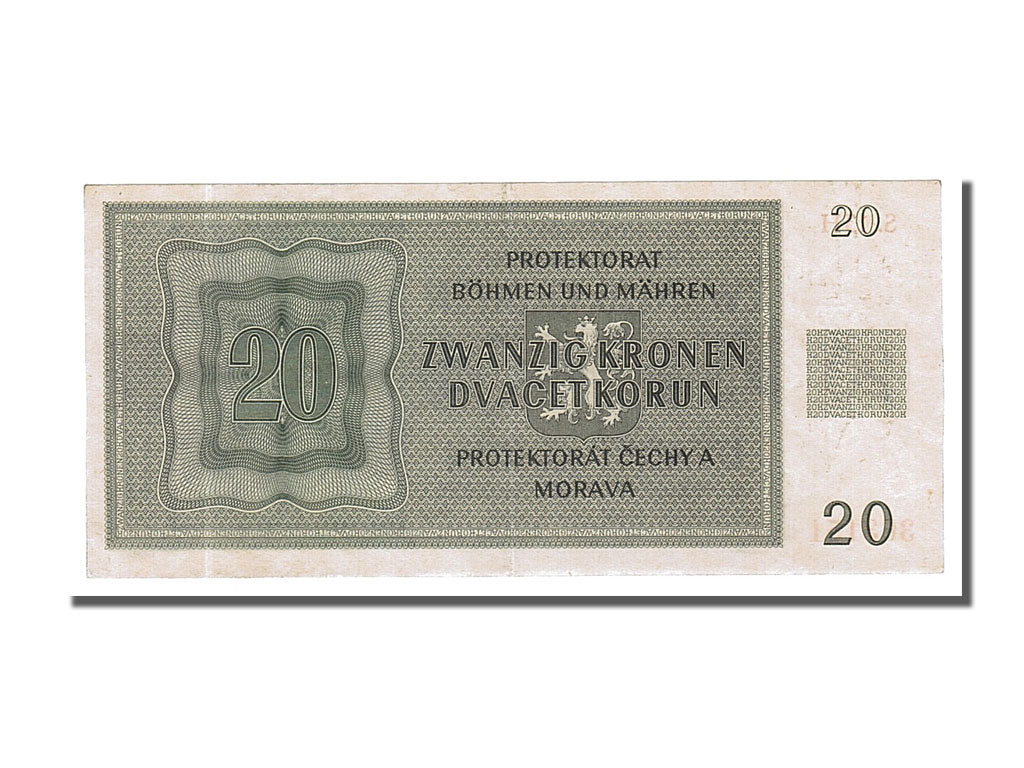 Bohemia and Moravia, 20 Korun, 1944, KM #9a, 1944-01-24, UNC(63), S.13H