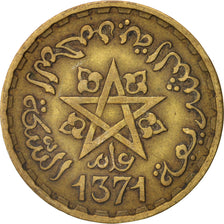 Coin, Morocco, Mohammed V, 20 Francs, 1951, Paris, EF(40-45), Aluminum-Bronze