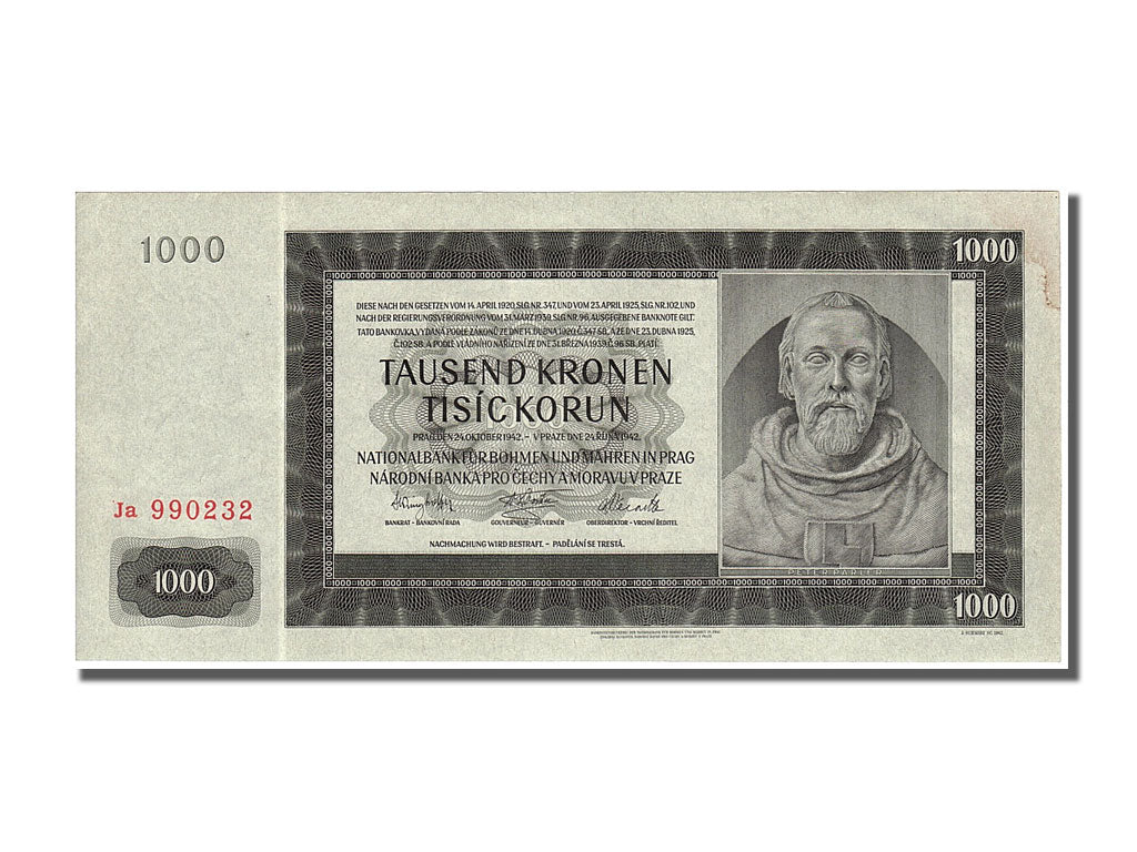 Billet, Bohemia and Moravia, 1000 Korun, 1942, 1942-10-24, SPL