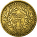 Coin, Tunisia, Anonymous, 2 Francs, 1921, Paris, EF(40-45), Aluminum-Bronze