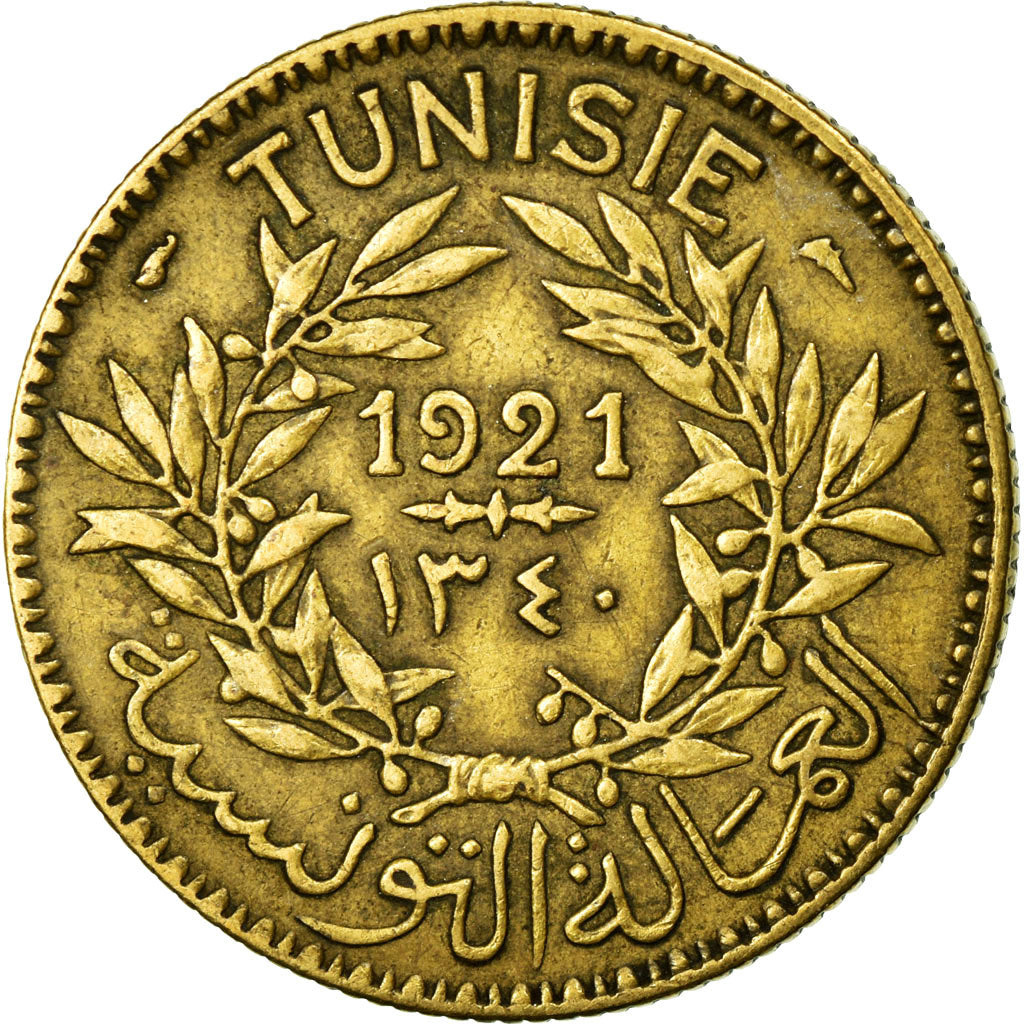 Coin, Tunisia, Anonymous, 2 Francs, 1921, Paris, EF(40-45), Aluminum-Bronze