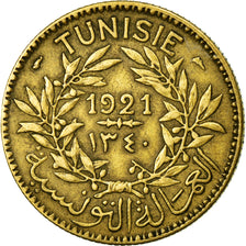 Coin, Tunisia, Anonymous, 2 Francs, 1921, Paris, EF(40-45), Aluminum-Bronze