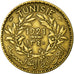 Coin, Tunisia, Anonymous, 2 Francs, 1921, Paris, EF(40-45), Aluminum-Bronze