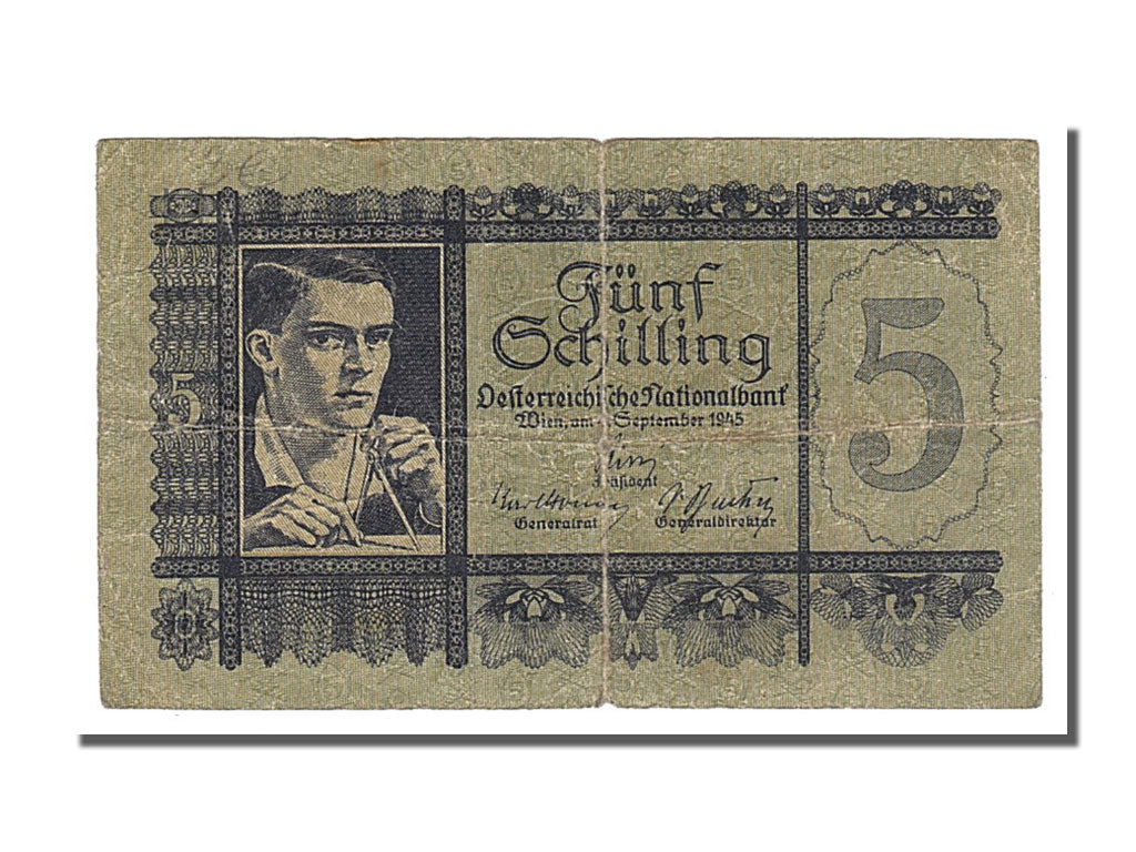 Austria, 5 Schilling, 1944, KM #105, 1945-09-04, VF(20-25)