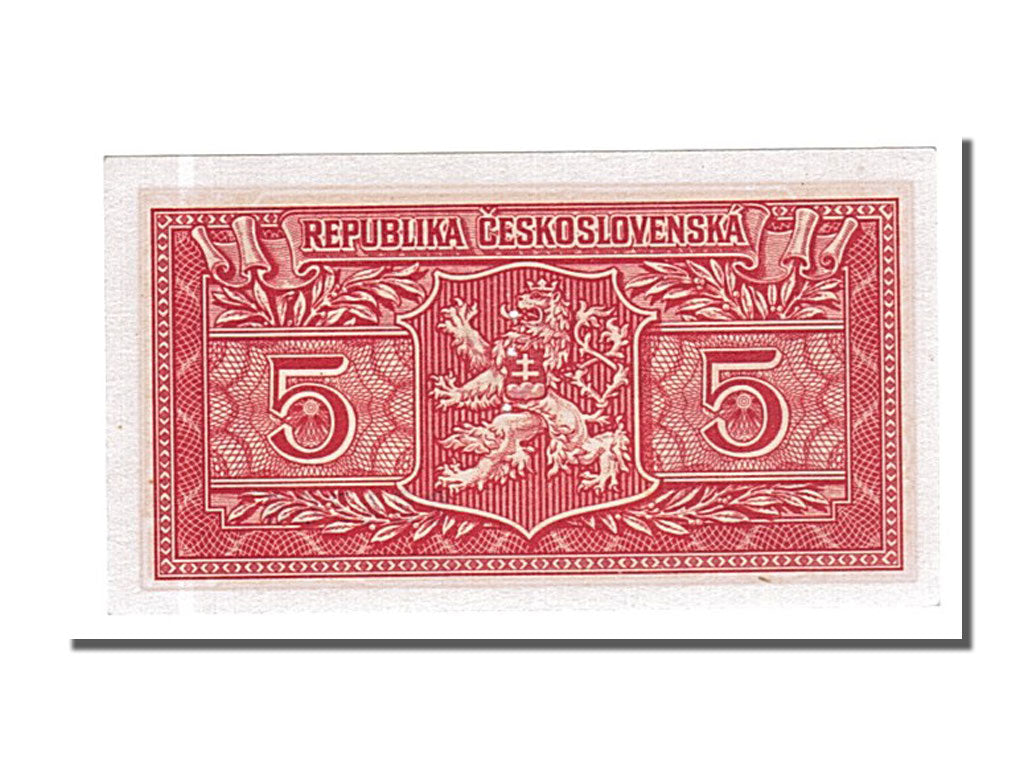 Billet, Tchécoslovaquie, 5 Korun, 1945, NEUF