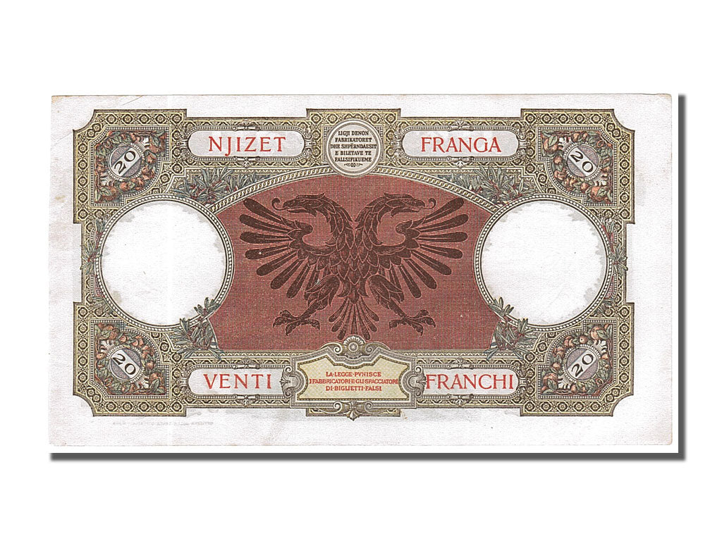 Banconote, Albania, 20 Franga, 1939, SPL