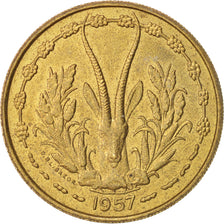 French West Africa, 25 Francs, 1957, AU(50-53), Aluminum-Bronze, KM:9,Lecompte22
