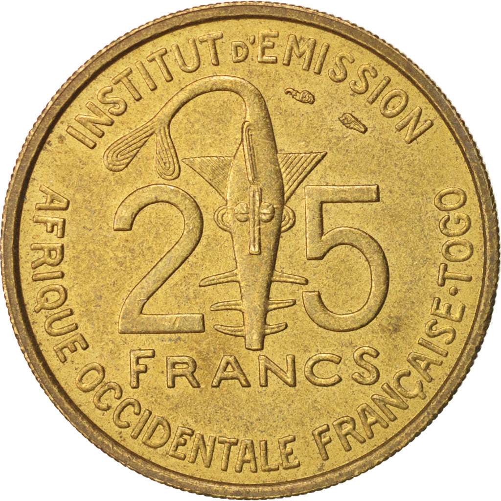 French West Africa, 25 Francs, 1957, AU(50-53), Aluminum-Bronze, KM:9,Lecompte22