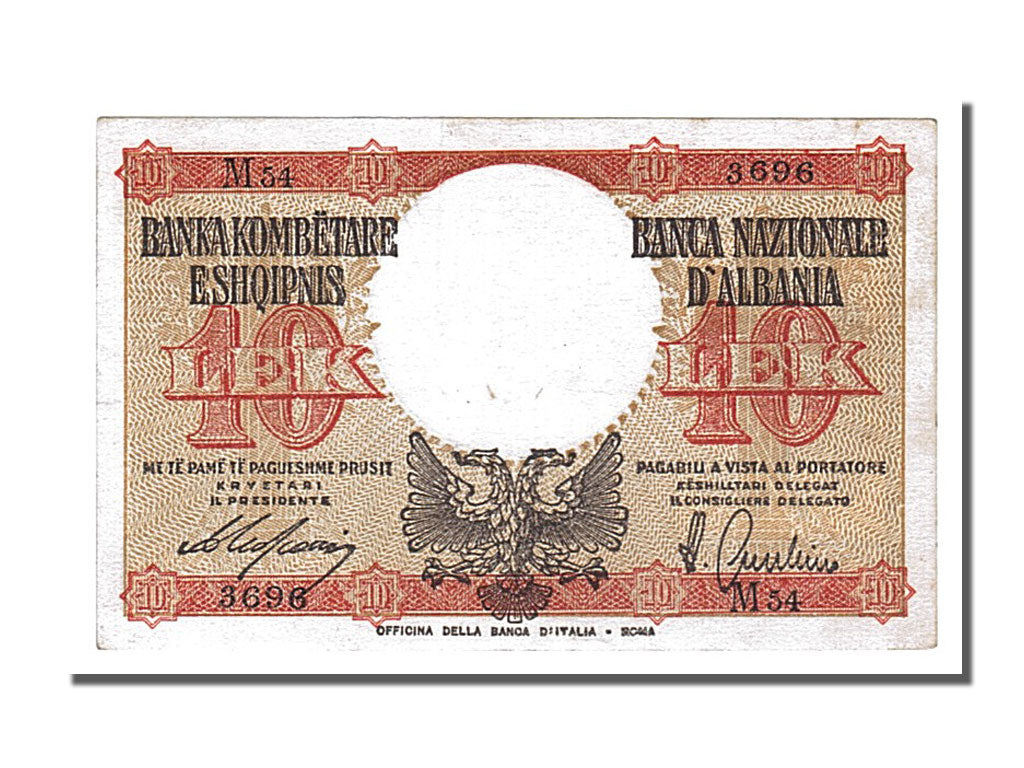 Billet, Albania, 10 Lek, 1940, SUP