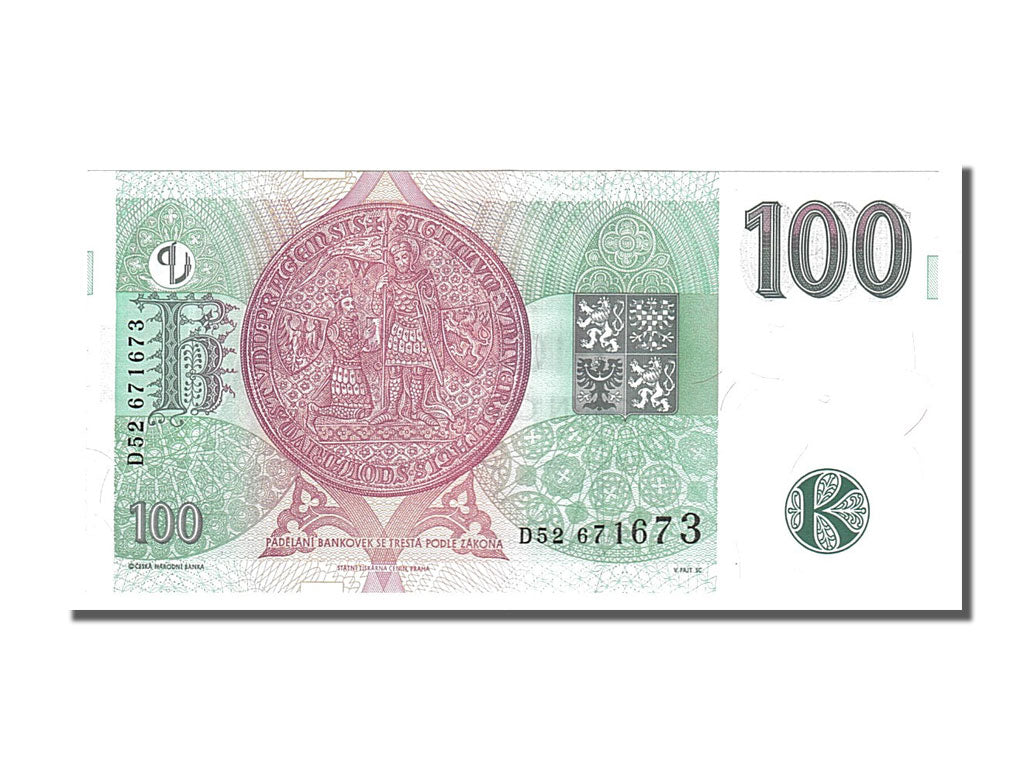 Czech Republic, 100 Korun, 1997, KM #18, UNC(63), D52671673