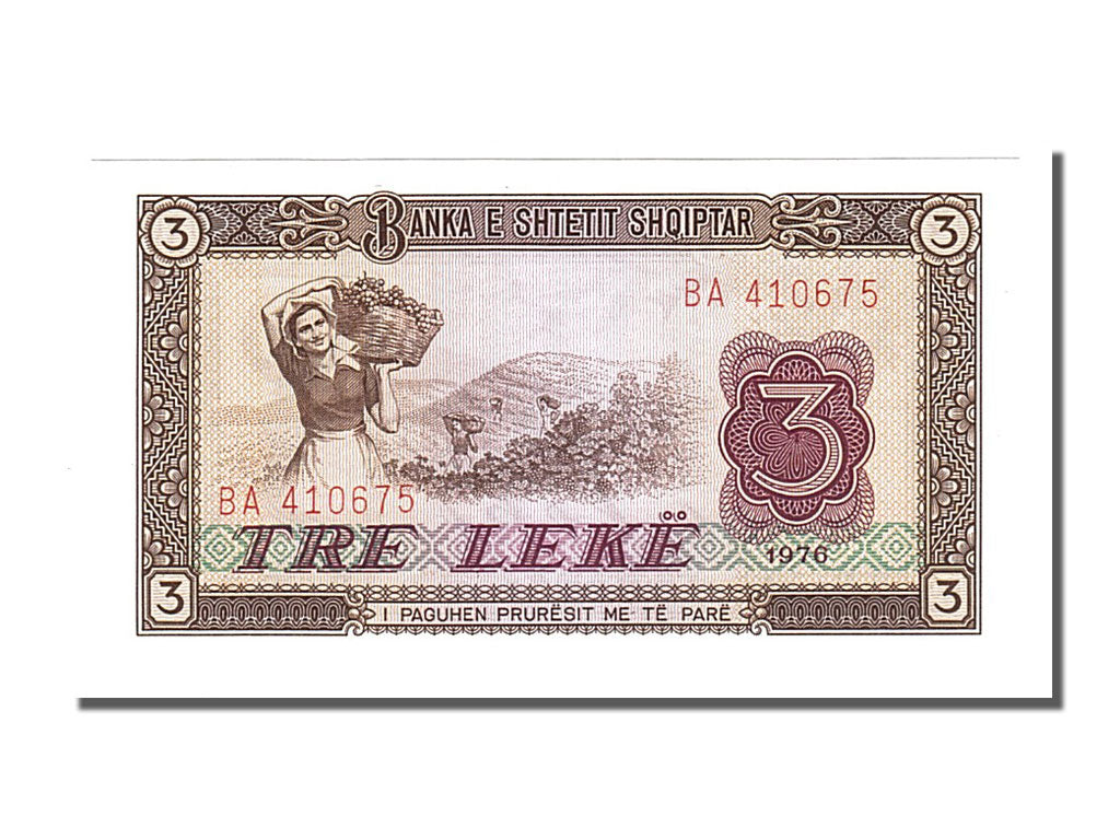 Albania, 3 Lekë, 1976, KM #41a, UNC(65-70), BA410675