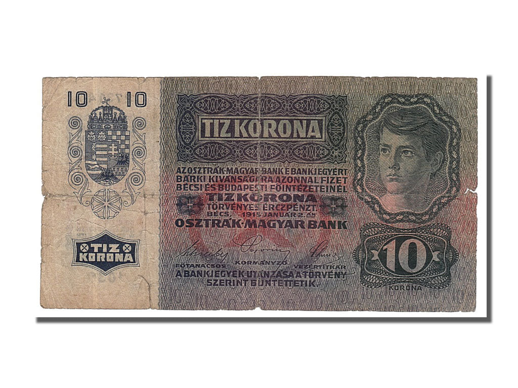 Yugoslavia, 10 Kronen, 1915, KM #6b, 1915-01-02, VF(20-25), 1038