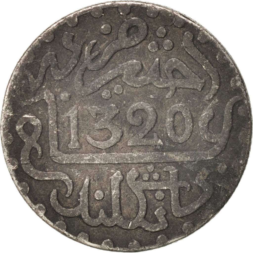 Morocco, 'Abd al-Aziz, 1/10 Rial, Dirham, 1902, bi-England,London,EF(40-45),KM19