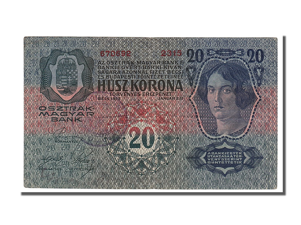 Banknote, Yugoslavia, 20 Kronen, 1913, 1913-01-02, AU(55-58)