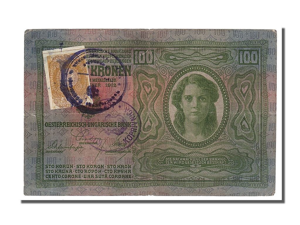 Banknote, Yugoslavia, 100 Kronen, 1912, 1912-01-02, VF(30-35)