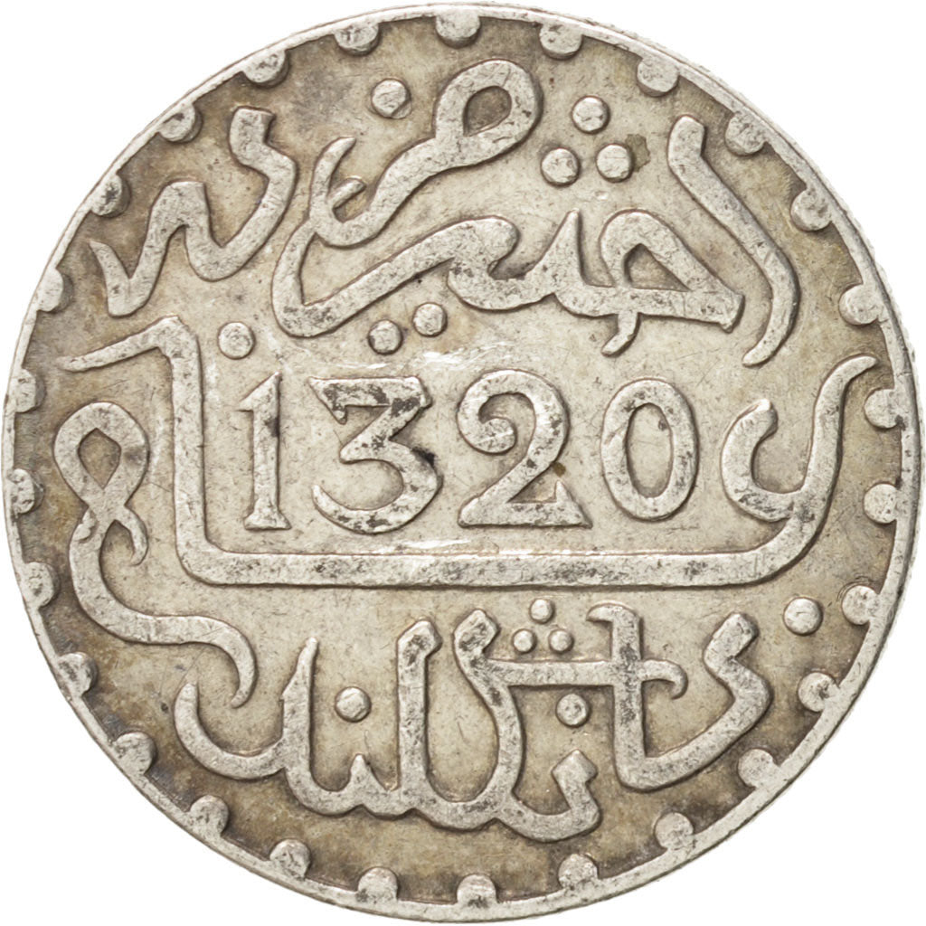 Coin, Morocco, 'Abd al-Aziz, 1/10 Rial, Dirham, 1902, bi-England, London