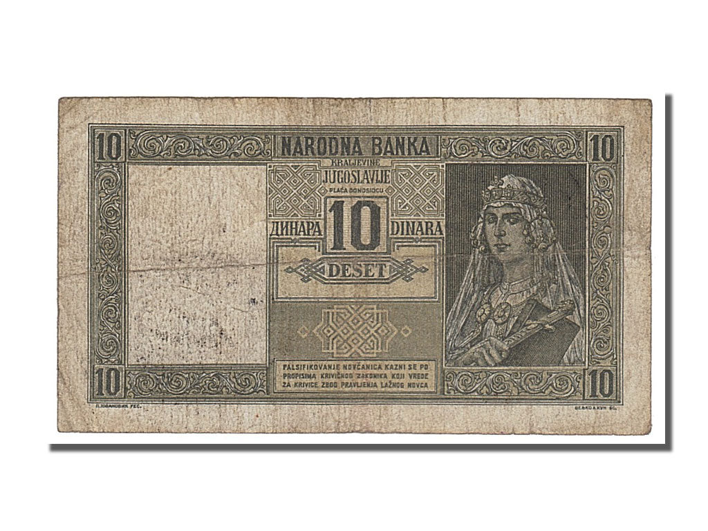 Geldschein, Jugoslawien, 10 Dinara, 1939, 1939-09-22, SS