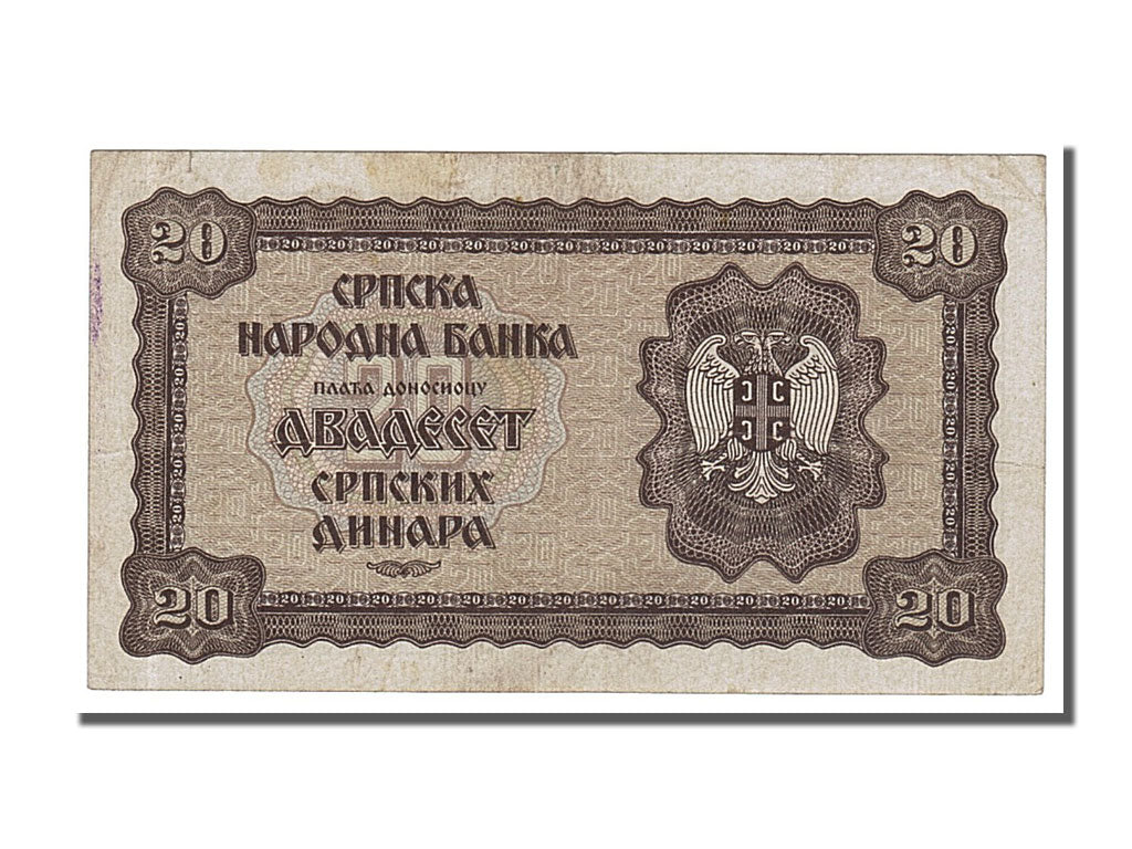 Serbia, 20 Dinara, 1941, KM #25, 1941-05-01, AU(50-53), A.0814
