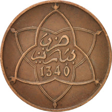 Munten, Marokko, Yusuf, 5 Mazunas, 1921, bi-Bariz, Paris, FR+, Bronze, KM:28.1