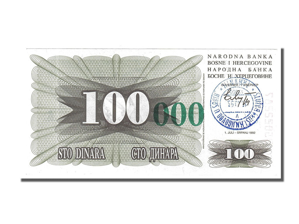 Bosnia - Herzegovina, 100,000 Dinara, 1993, KM #56a, UNC(65-70), FC