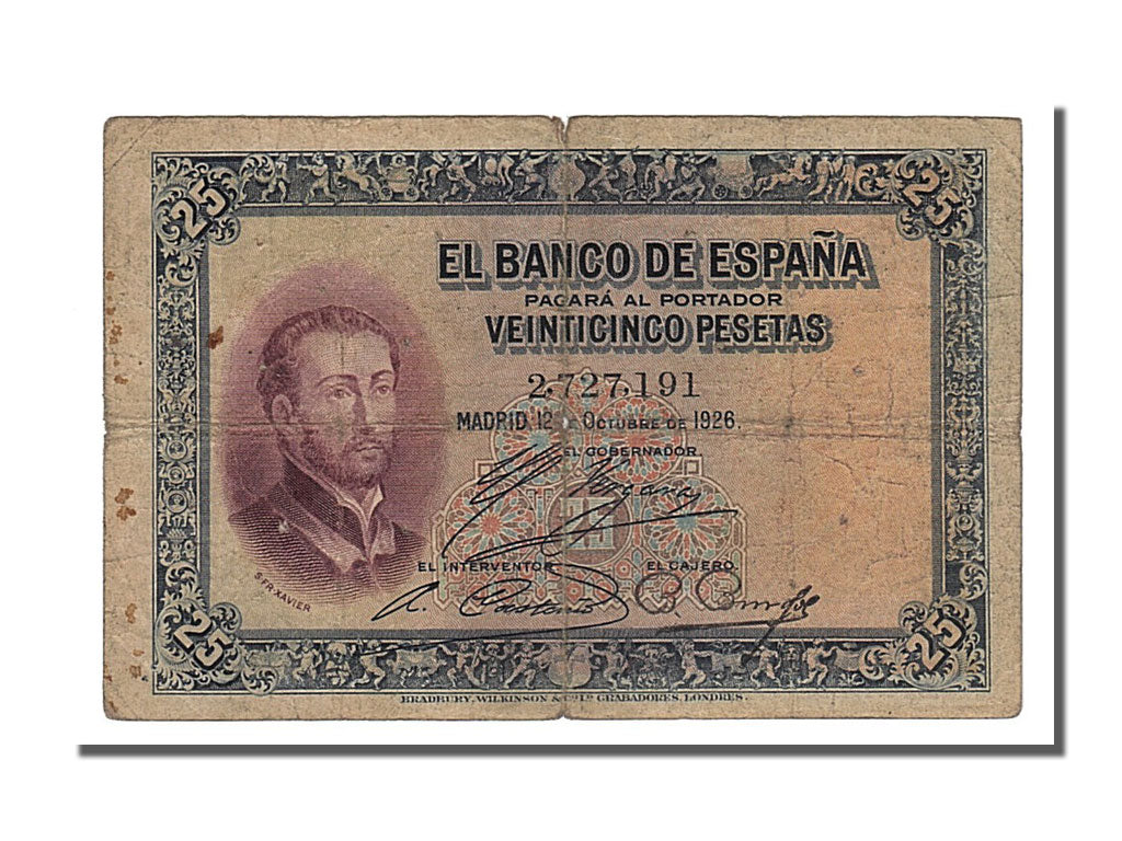 Espagne, 25 Pesetas type St Xavier