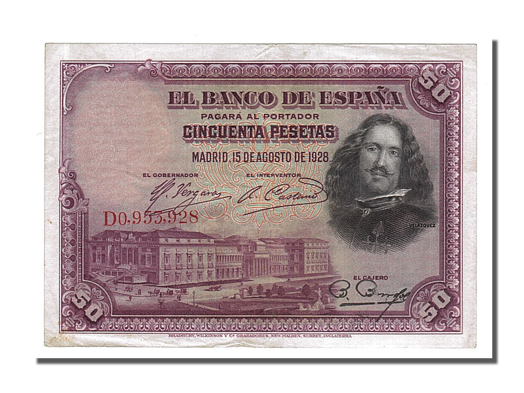 Banknote, Spain, 50 Pesetas, 1928, 1928-08-15, AU(55-58)
