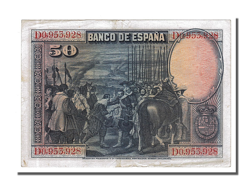Banknote, Spain, 50 Pesetas, 1928, 1928-08-15, AU(55-58)