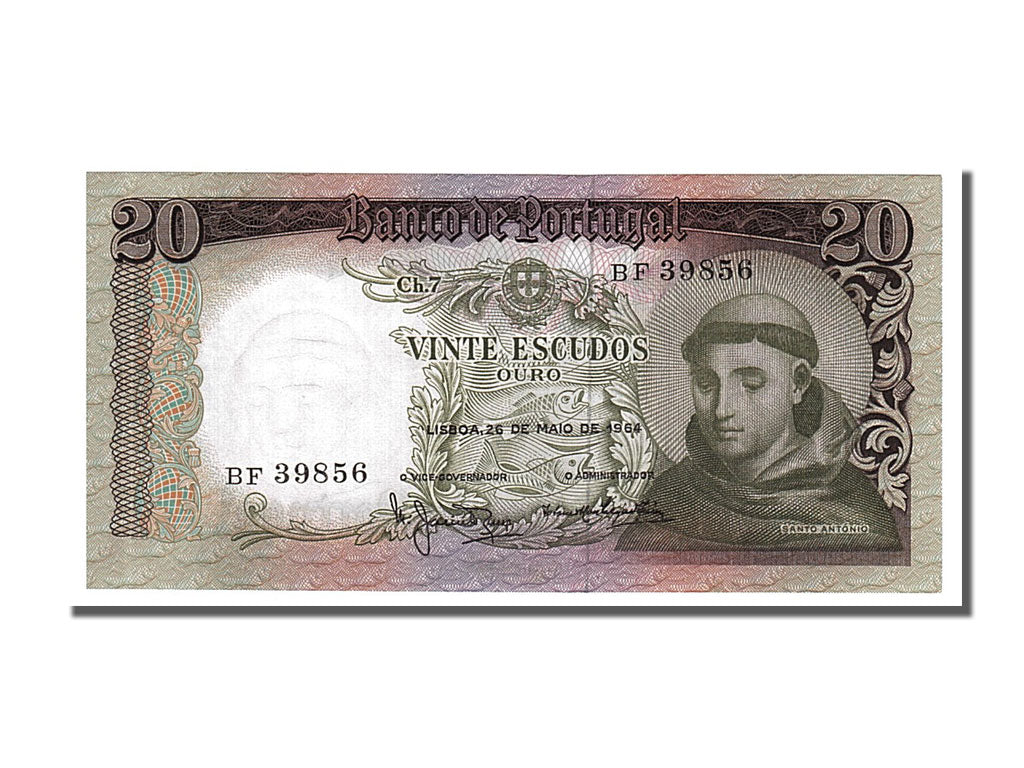 Banknote, Portugal, 20 Escudos, 1964, 1964-05-26, UNC(65-70)