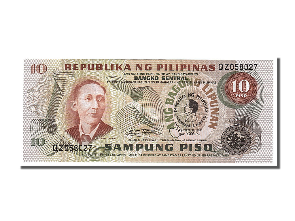 Banknote, Philippines, 10 Piso, 1981, 1981-06-30, UNC(65-70)