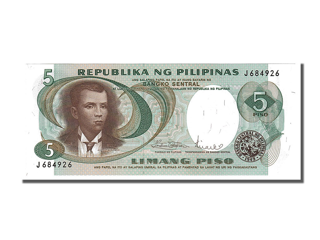 Billet, Philippines, 5 Piso, 1969, NEUF
