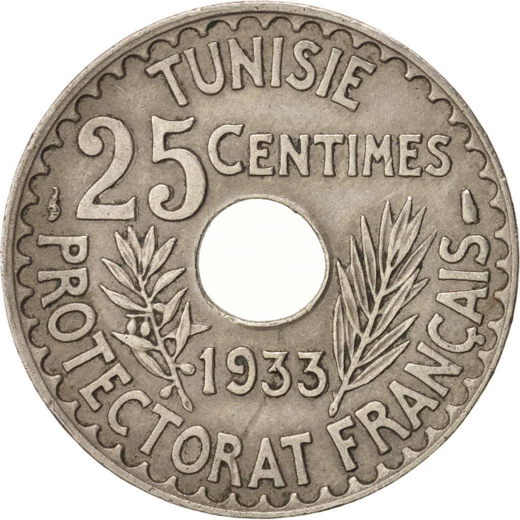 Tunisie, Ahmad Pasha Bey, 25 Centimes, 1933, Paris, TTB, KM 260, Lecompte 134