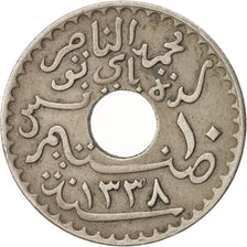 Coin, Tunisia, Muhammad al-Nasir Bey, 10 Centimes, 1920, Paris, EF(40-45)