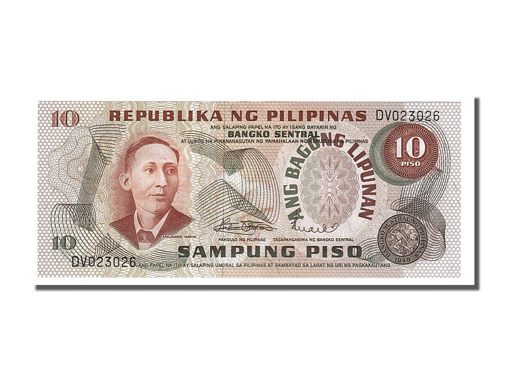 Banconote, Filippine, 10 Piso, 1970, FDS