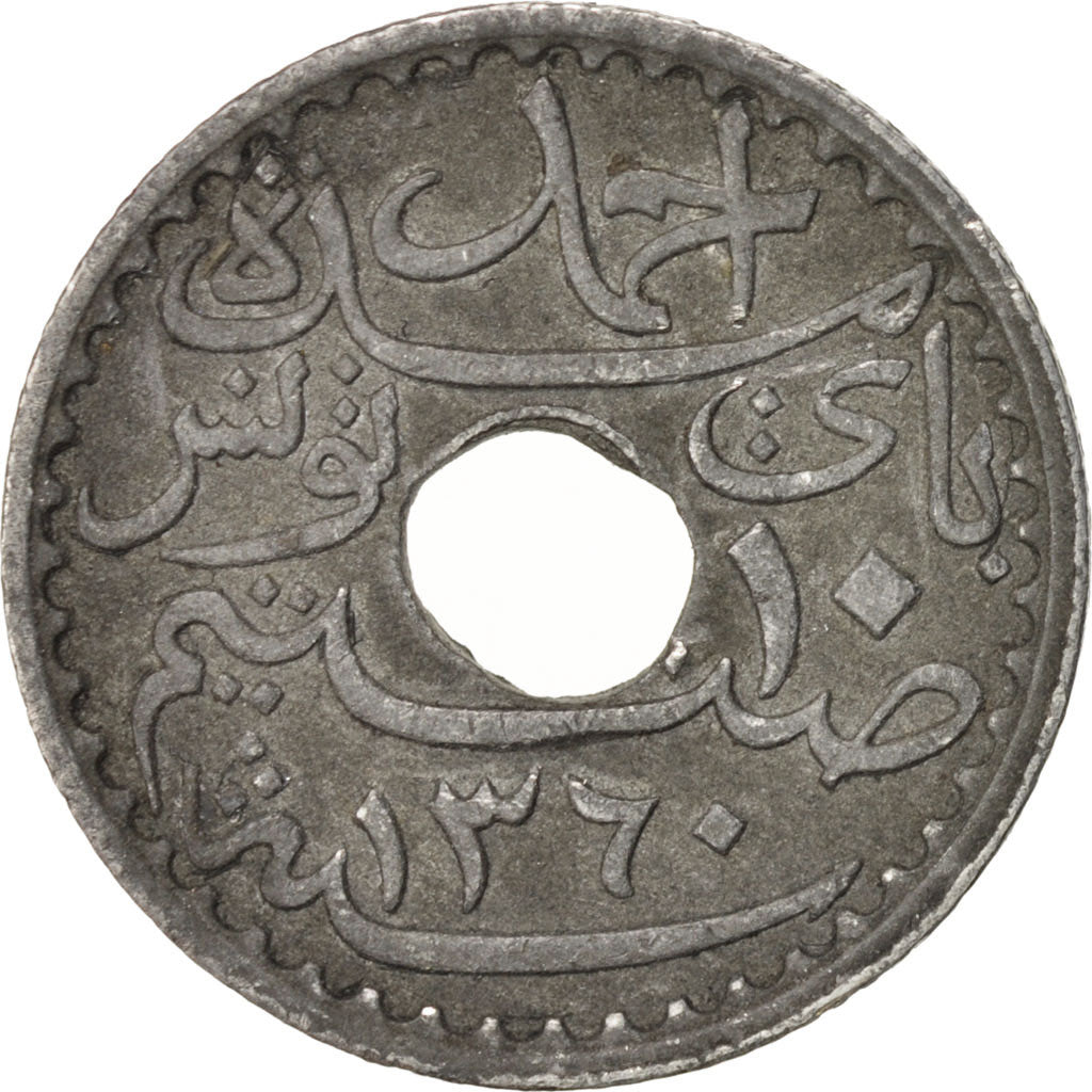 Coin, Tunisia, Ahmad Pasha Bey, 10 Centimes, 1941, Paris, EF(40-45), Zinc