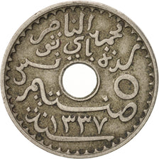 Coin, Tunisia, Muhammad al-Nasir Bey, 5 Centimes, 1919, Paris, EF(40-45)