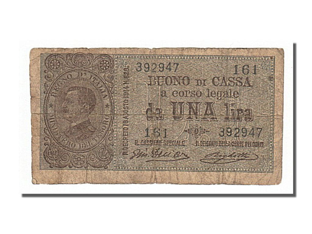 Italy, 1 Lira, 1914, KM #36b, VF(20-25), 161