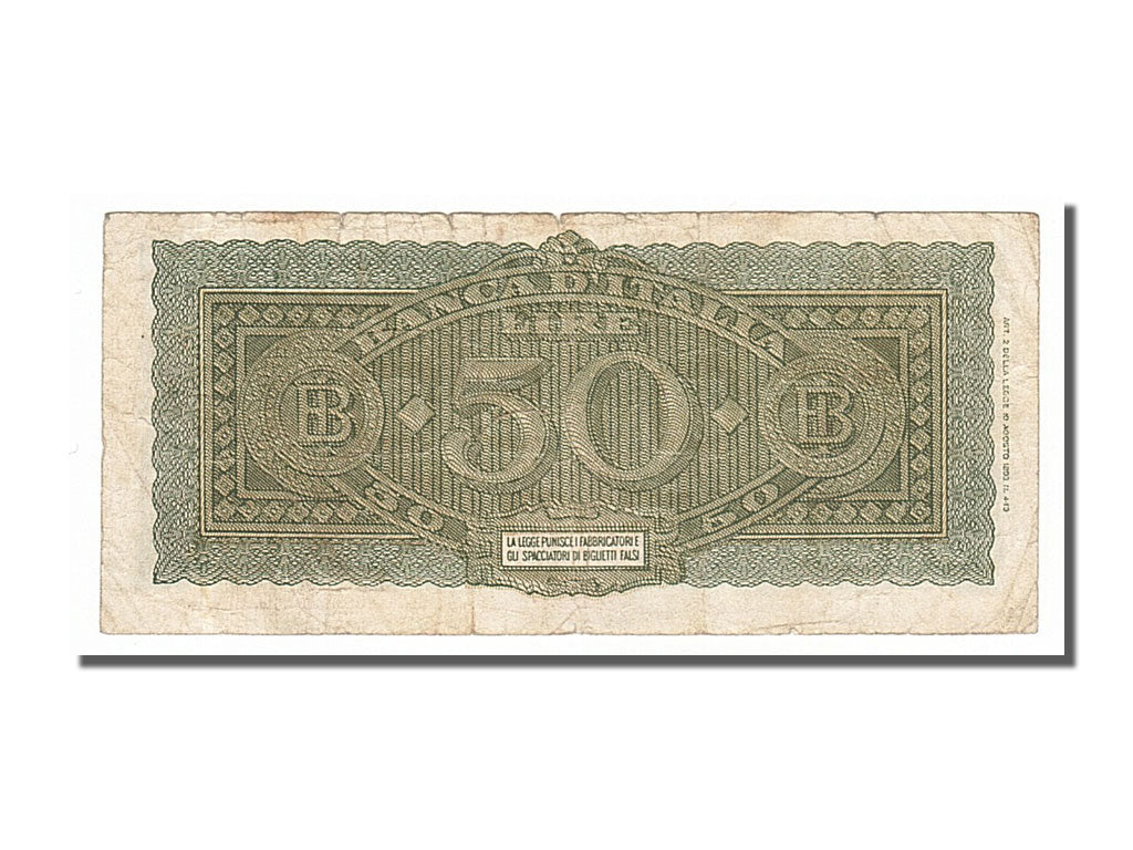 Italy, 50 Lire, 1944, KM #74a, 1944-12-10, VF(30-35), C72