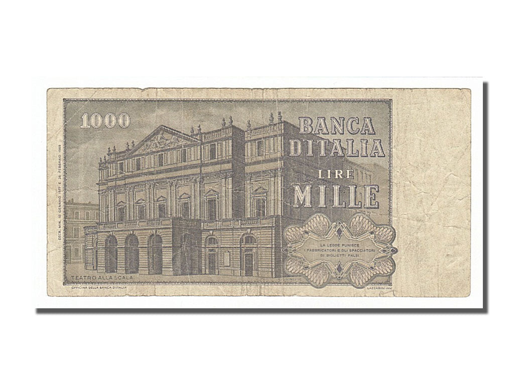 Italy, 1000 Lire, 1977, KM #101e, 1977-01-10, VF(20-25), PC006177U
