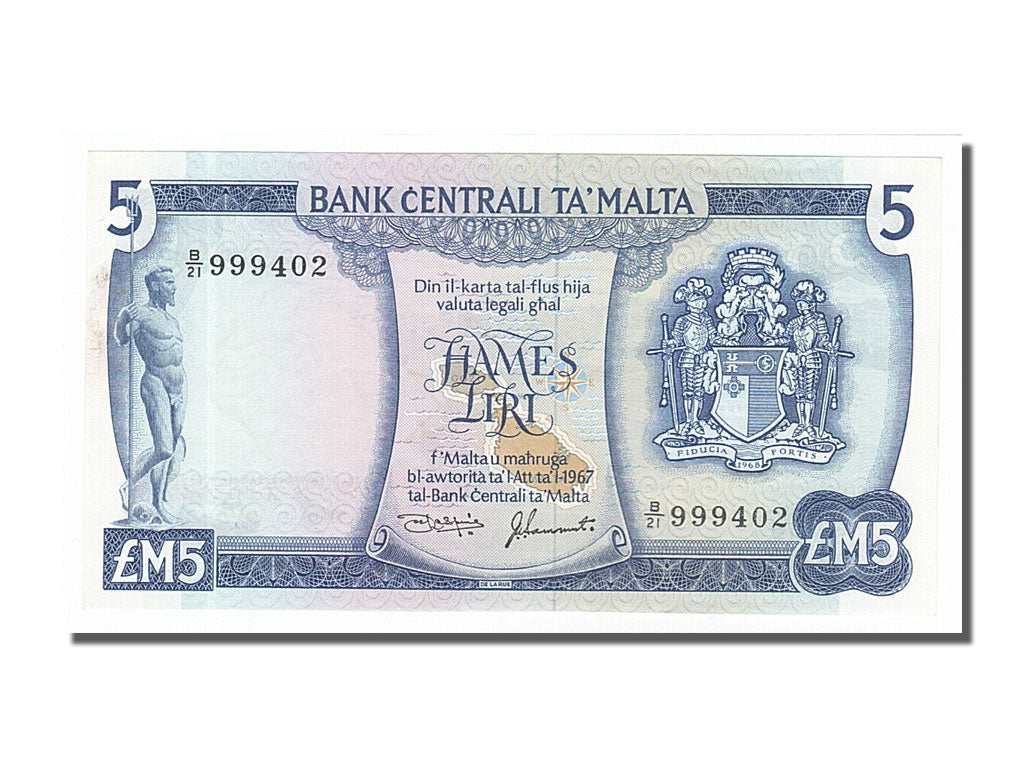 Malta, 5 Liri, 1973, KM:32c, 1967, UNC(63)