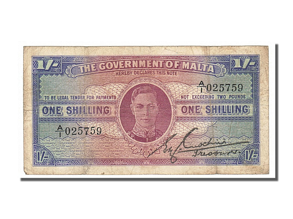 Malta, 1 Shilling, 1943, KM #16, VF(30-35), A/1