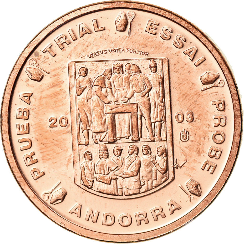 Andorra, Medaille, 1 C, Essai Trial, 2003, STGL, Kupfer