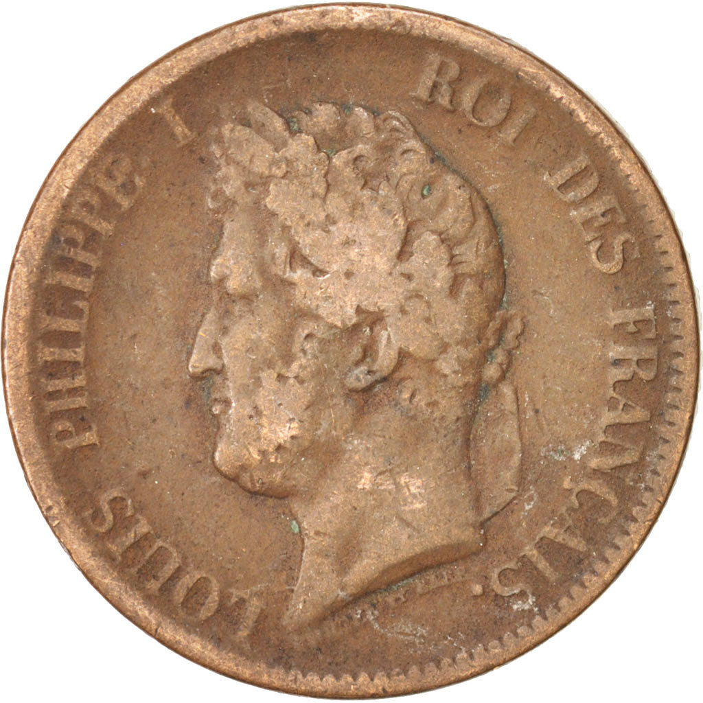 FRENCH COLONIES, Louis - Philippe, 5 Centimes, 1841, Paris,VF(20-25),Bronze,KM12