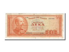 Grecia, 10 Drachmai, 1955, 1955-03-01, MB+