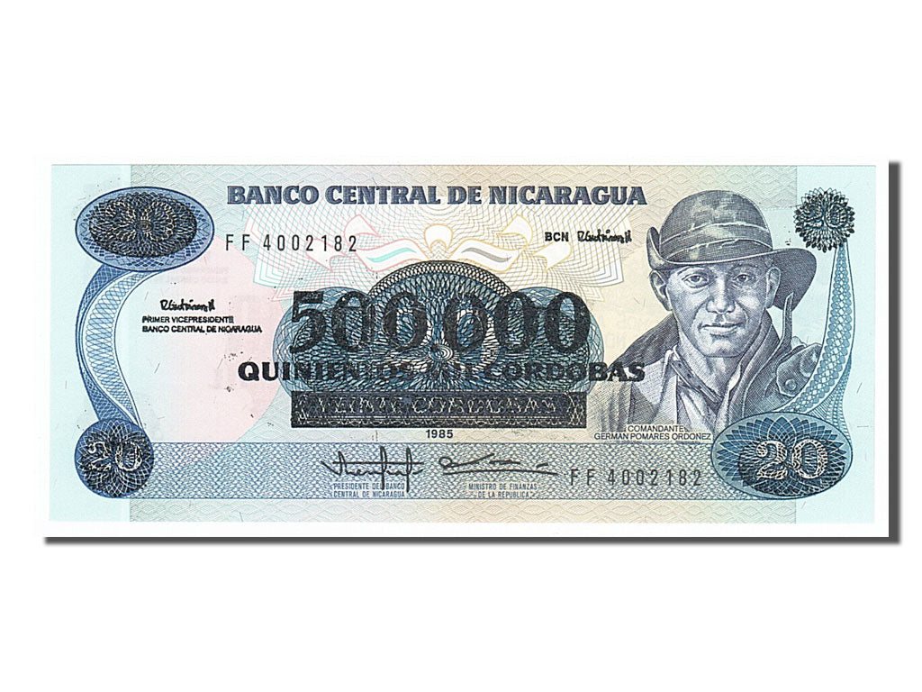 Billet, Nicaragua, 500,000 Córdobas on 20 Córdobas, 1990, NEUF