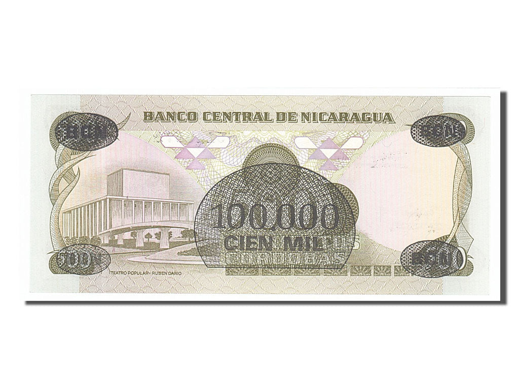 Banconote, Nicaragua, 100,000 Córdobas on 500 Córdobas, 1987, FDS