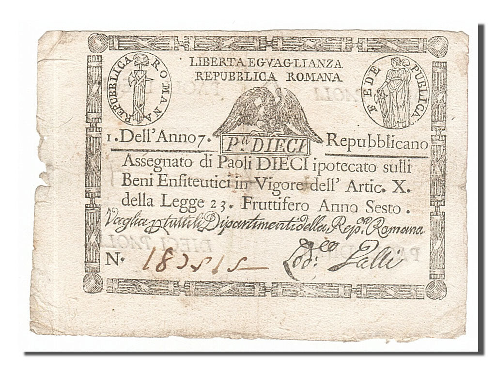 Italian States, 10 Paoli, 1798, KM #S540d, EF(40-45)