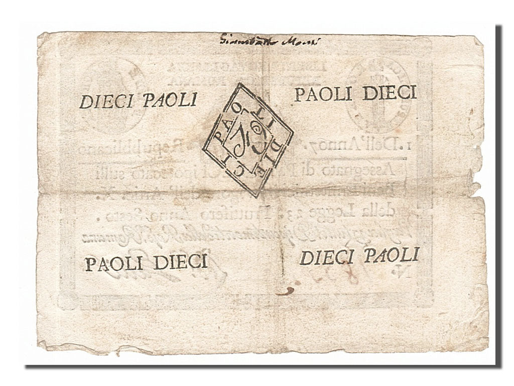 Italian States, 10 Paoli, 1798, KM #S540d, EF(40-45)