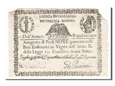 Banknot, DEPARTAMENTY WŁOSKIE, 9 Paoli, 1798, EF(40-45)