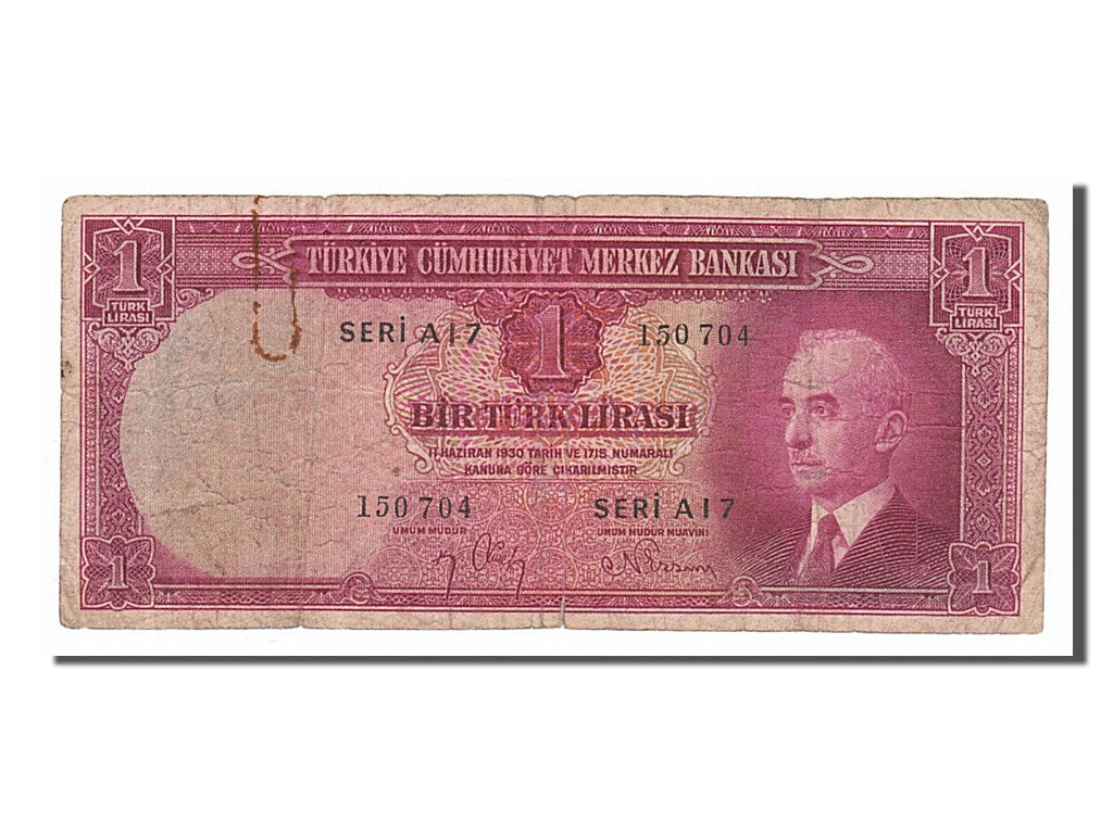 Turkey, 1 Lira, 1942, KM #135, 1942-04-25, VF(20-25), A17
