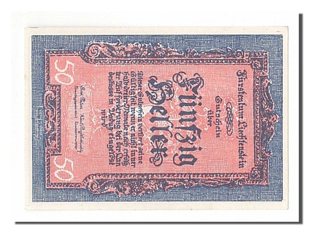 Banknote, Liechtenstein, 50 Heller, 1920, UNC(65-70)